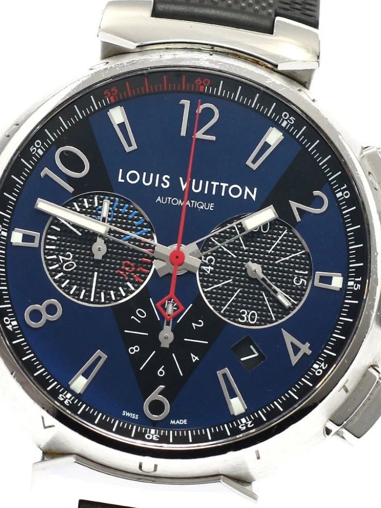 Louis Vuitton Tambour Q102v Chronograph BlueBlack Dial Automatic Mens916637